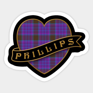 The PHILLIPS Family Tartan - Retro Heart & Ribbon Family Insignia Sticker